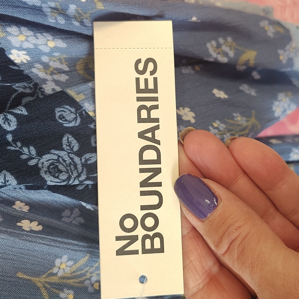 NOBO Elegant Blue and Black Patterned Maxi Dress - Picture 2 of 5